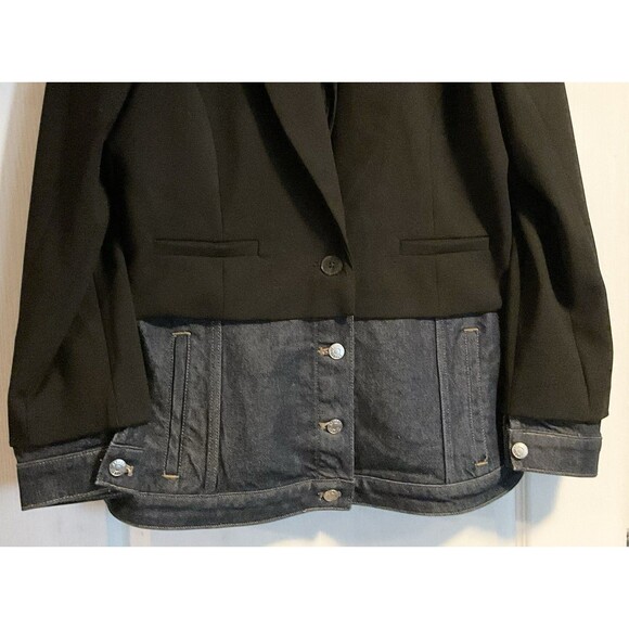 Express Women's Denim Pieced Cropped Blazer Size L, Black NWT - Picture 5 of 7